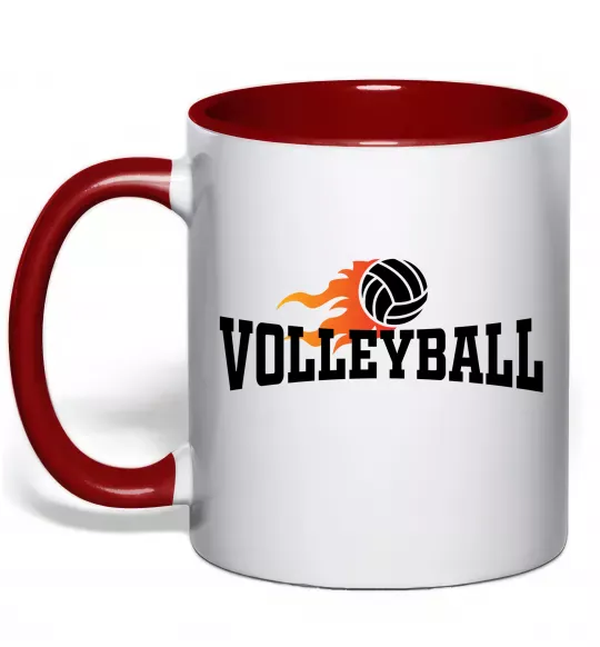 Чашка з кольоровою ручкою Volleyball вогняний м'яч Червоний фото