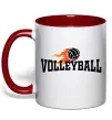Чашка з кольоровою ручкою Volleyball вогняний м'яч Червоний фото