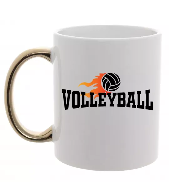 Чашка з кольоровою ручкою Volleyball вогняний м'яч Золото фото