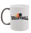 Чашка з кольоровою ручкою Volleyball вогняний м'яч Срібло фото