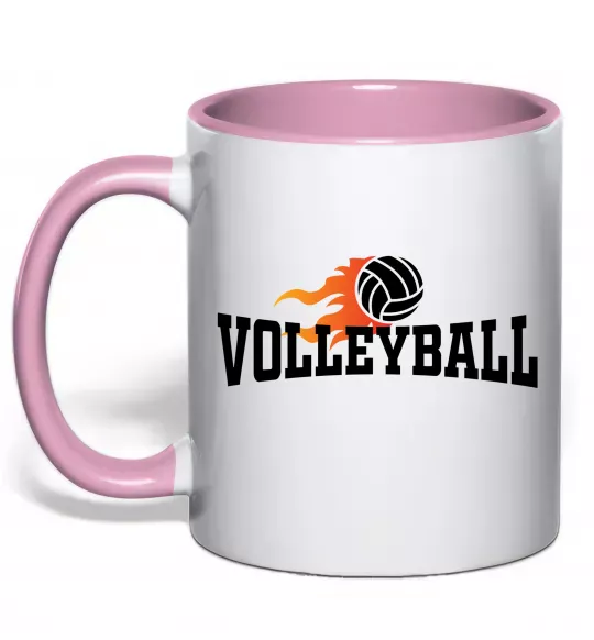 Чашка з кольоровою ручкою Volleyball вогняний м'яч Ніжно рожевий фото