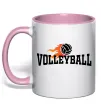 Чашка з кольоровою ручкою Volleyball вогняний м'яч Ніжно рожевий фото