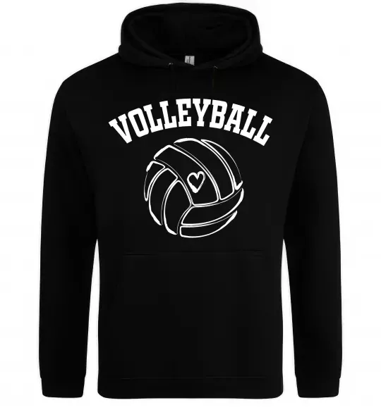 Женская толстовка (худи) Волейбол м'яч з серцем Черный фото