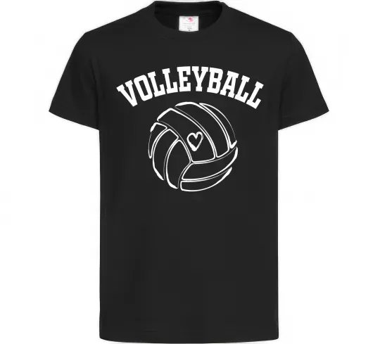 Дитяча футболка Волейбол м'яч з серцем Чорний фото