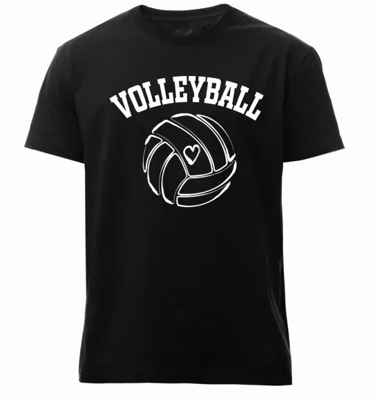 Мужская премиум футболка Волейбол м'яч з серцем Черный фото
