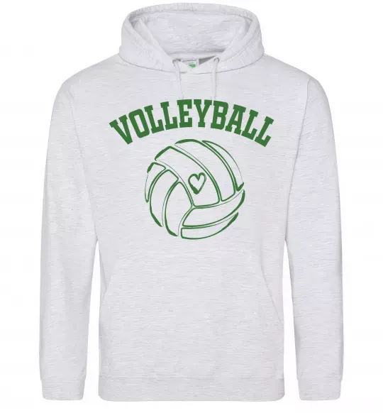 Чоловіча толстовка (худі) Волейбол м'яч з серцем Сірий меланж фото