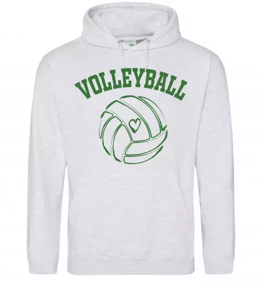 Женская толстовка (худи) Волейбол м'яч з серцем Серый меланж фото