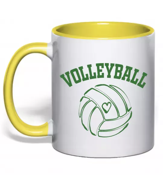 Чашка с цветной ручкой Волейбол м'яч з серцем Солнечно желтый фото