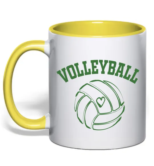 Чашка с цветной ручкой Волейбол м'яч з серцем Лимонный фото