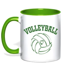 Чашка з кольоровою ручкою Volleyball text Червоний фото