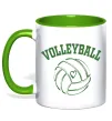 Чашка с цветной ручкой Волейбол м'яч з серцем Зеленый фото