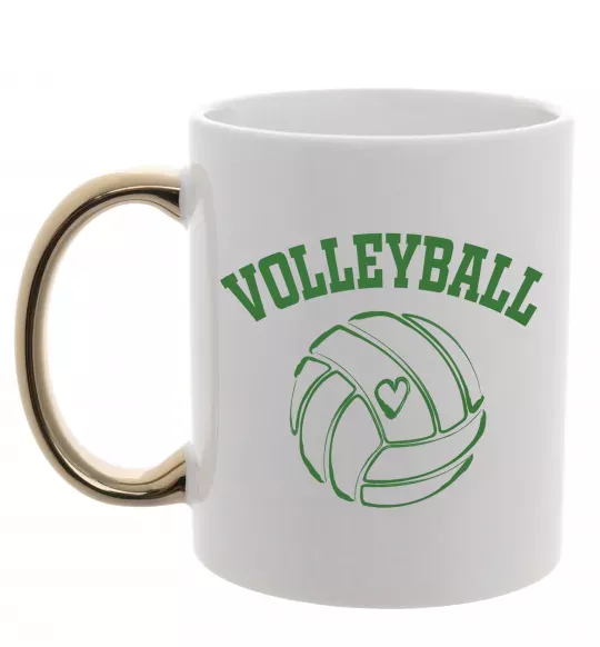 Чашка с цветной ручкой Волейбол м'яч з серцем Золото фото