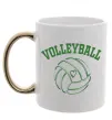 Чашка с цветной ручкой Волейбол м'яч з серцем Золото фото