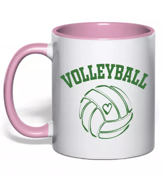 Чашка с цветной ручкой Волейбол м'яч з серцем Нежно розовый фото