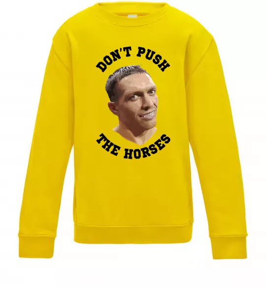 Дитячий світшот Олександр Усик Don`t push the horses Сонячно жовтий фото