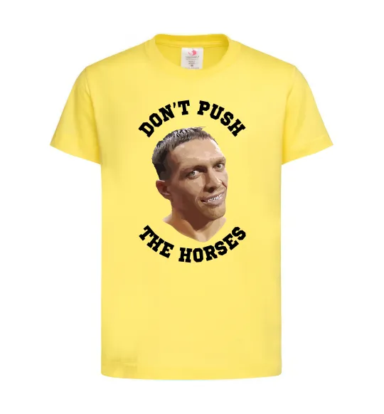 Детская футболка Олександр Усик Don`t push the horses Лимонный фото
