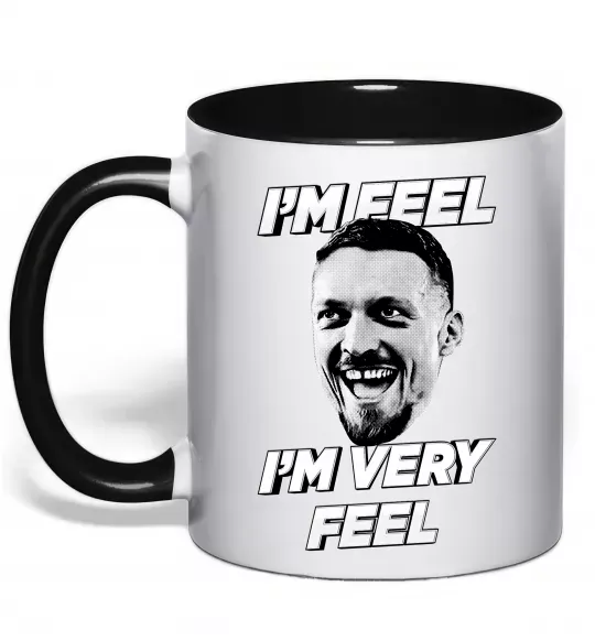 Чашка с цветной ручкой I`m very feel Черный фото