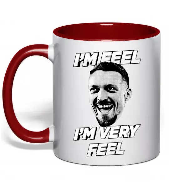 Чашка с цветной ручкой I`m very feel Красный фото