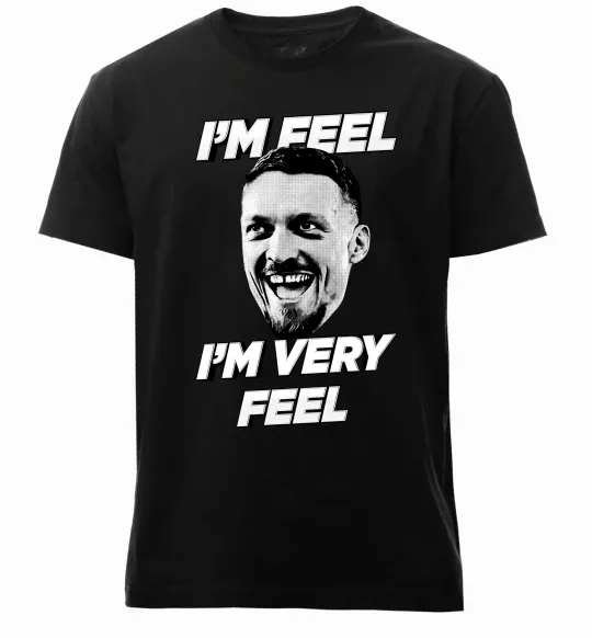 Мужская премиум футболка I`m very feel Черный фото