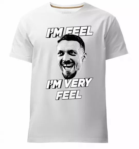 Мужская премиум футболка I`m very feel Белый фото