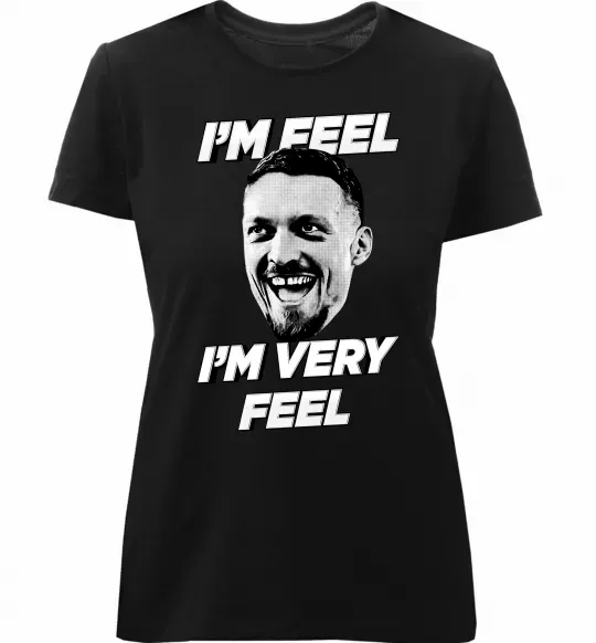 Женская премиум футболка I`m very feel Черный фото