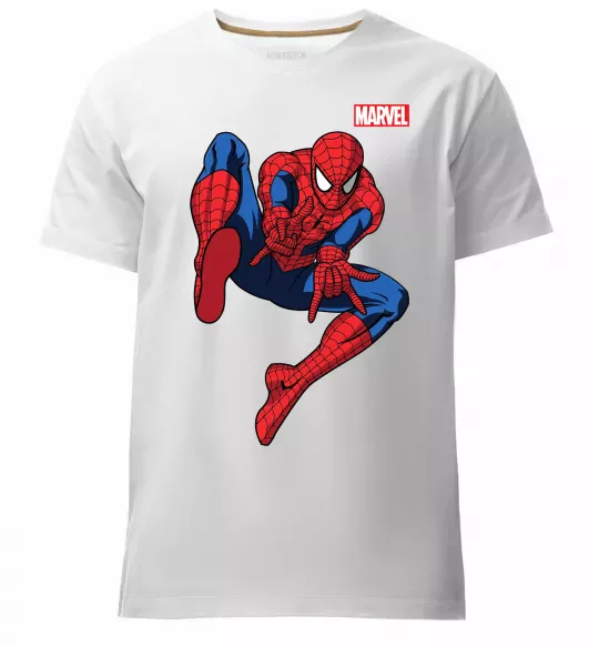 Мужская премиум футболка Людина павук Marvel Белый фото