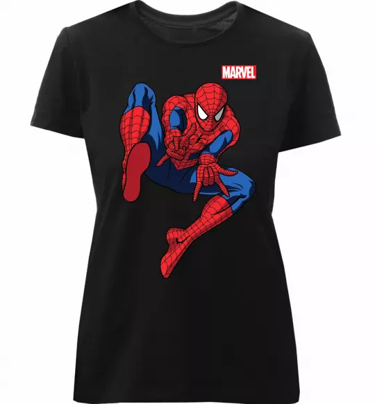 Женская премиум футболка Людина павук Marvel Черный фото