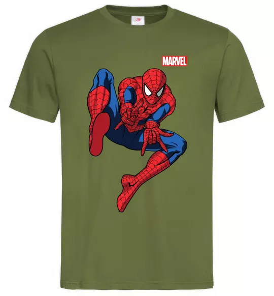 Чоловіча футболка Людина павук Marvel Оливковий фото