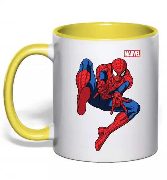 Чашка с цветной ручкой Людина павук Marvel Солнечно желтый фото