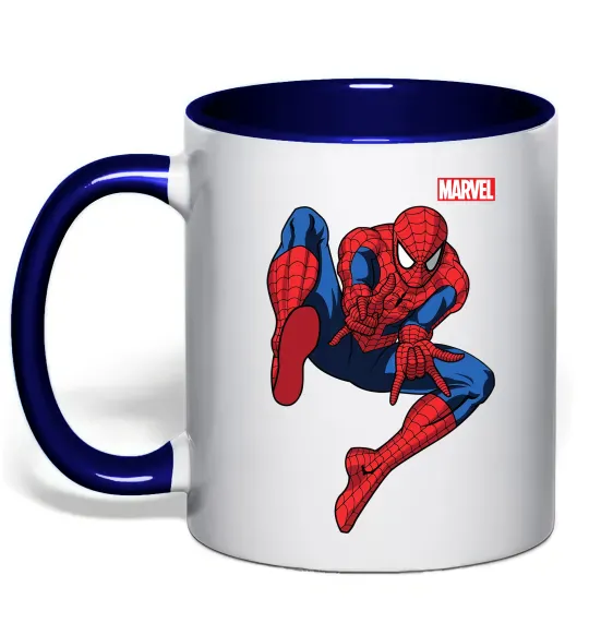 Чашка с цветной ручкой Людина павук Marvel Глубокий темно-синий фото