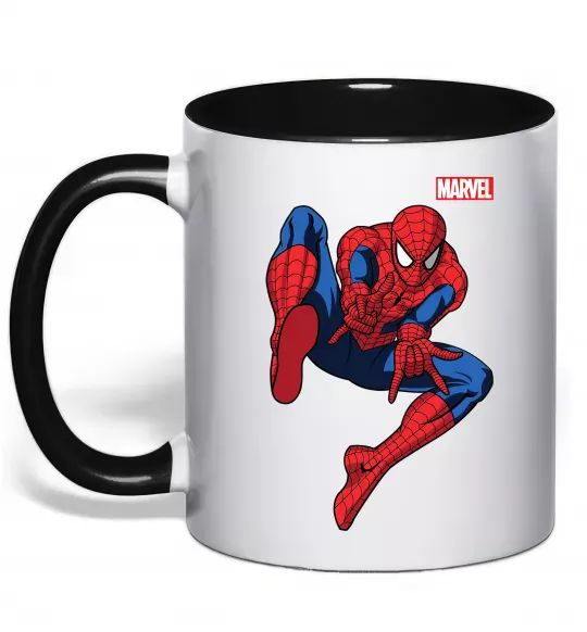 Чашка с цветной ручкой Людина павук Marvel Черный фото