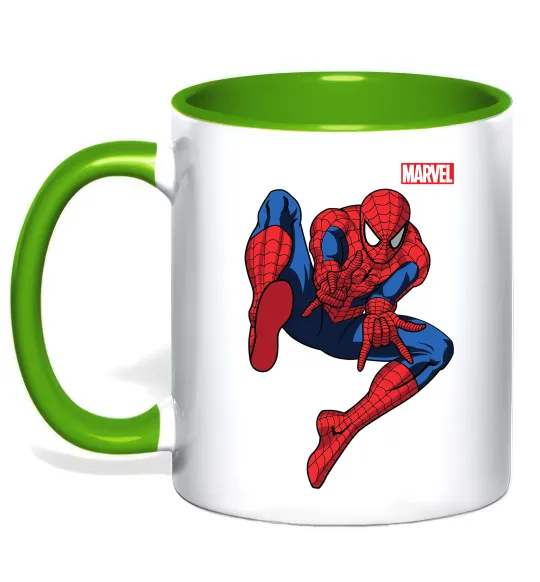 Чашка с цветной ручкой Людина павук Marvel Лаймовый фото