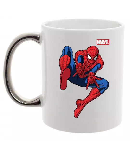 Чашка с цветной ручкой Людина павук Marvel Серебро фото