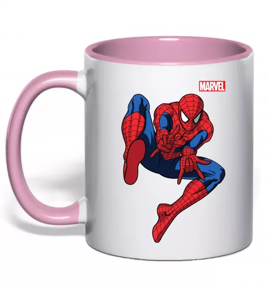 Чашка с цветной ручкой Людина павук Marvel Нежно розовый фото