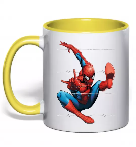 Чашка с цветной ручкой Людина павук Солнечно желтый фото