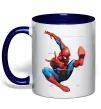 Чашка с цветной ручкой Людина павук Глубокий темно-синий фото