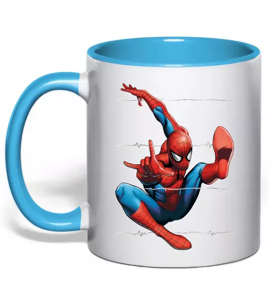 Чашка с цветной ручкой Людина павук Голубой фото