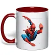 Чашка с цветной ручкой Людина павук Красный фото