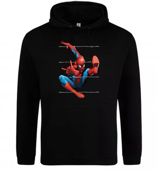 Мужская толстовка (худи) Людина павук Черный фото