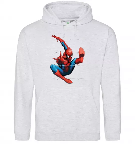 Мужская толстовка (худи) Людина павук Серый меланж фото