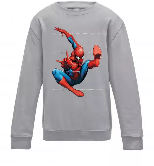 Детский Свитшот Людина павук Серый меланж фото