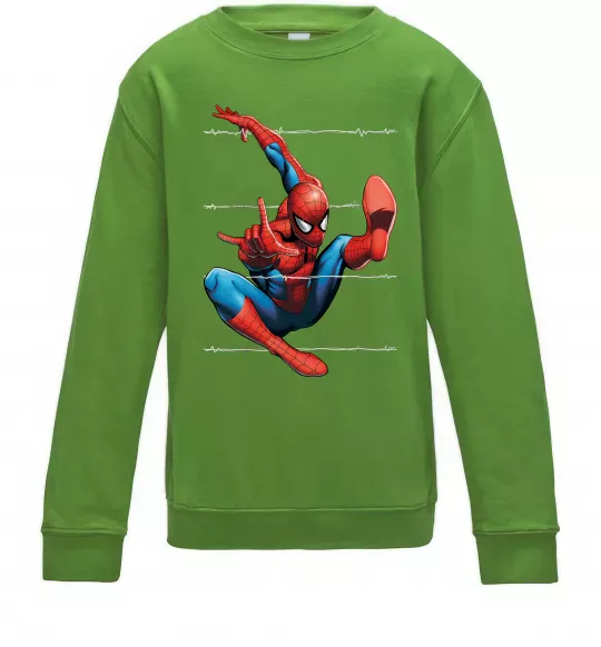 Детский Свитшот Людина павук Лаймовый фото
