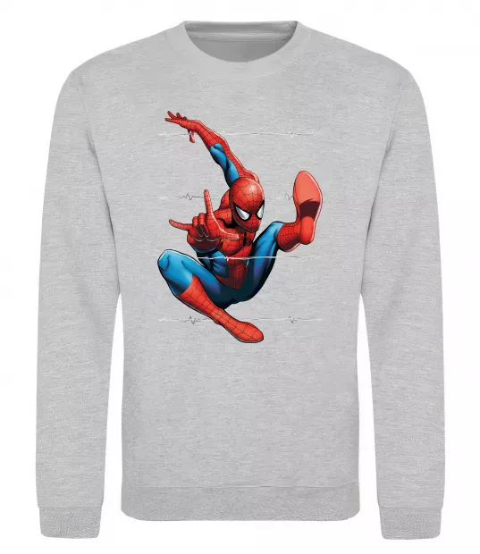 Свитшот Людина павук Серый меланж фото
