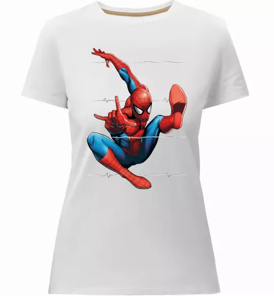 Жіноча преміум футболка Людина павук Білий фото