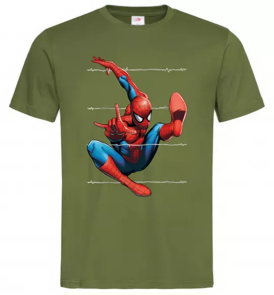Мужская футболка Людина павук Оливковый фото
