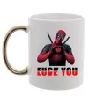 Чашка с цветной ручкой Deadpool f*ck you love you Золото фото
