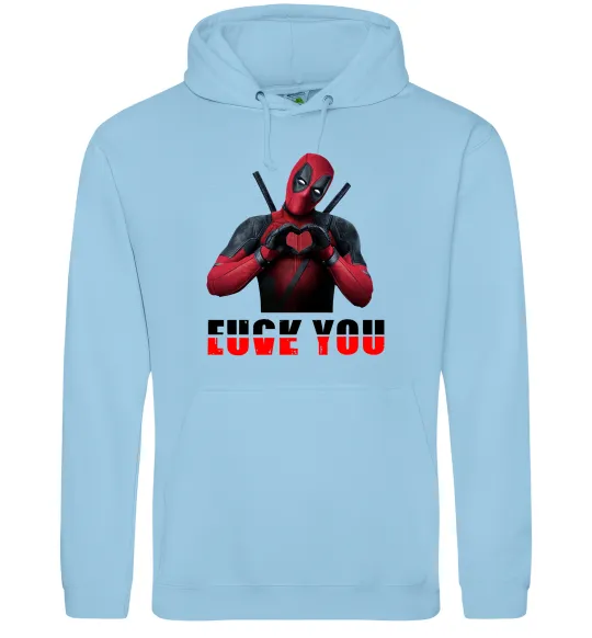Жіноча толстовка (худі) Deadpool f*ck you love you Блакитний фото