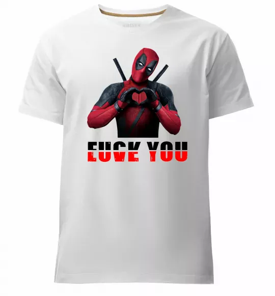 Мужская премиум футболка Deadpool f*ck you love you Белый фото