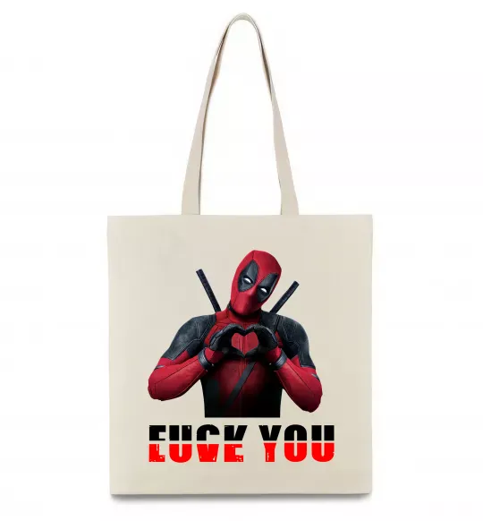 Эко-сумка Deadpool f*ck you love you Бежевый фото
