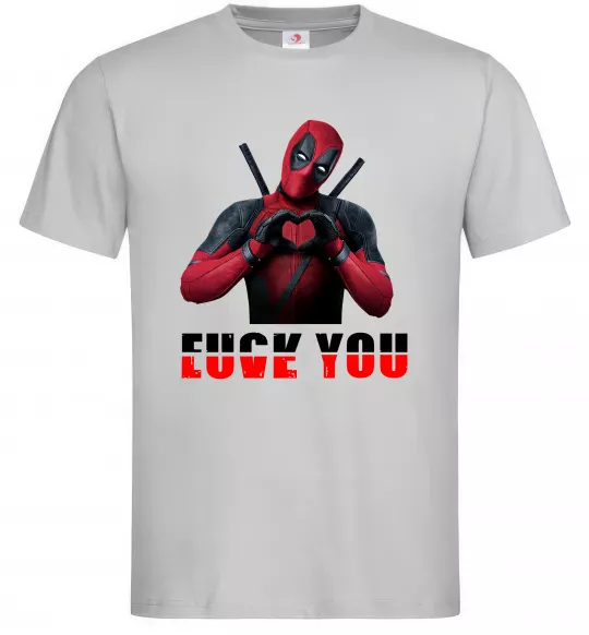 Мужская футболка Deadpool f*ck you love you Серый фото